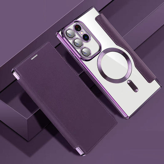 Neue Leder strukturierte Flip Handytasche für Samsung