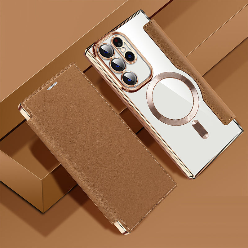 Neue Leder strukturierte Flip Handytasche für Samsung