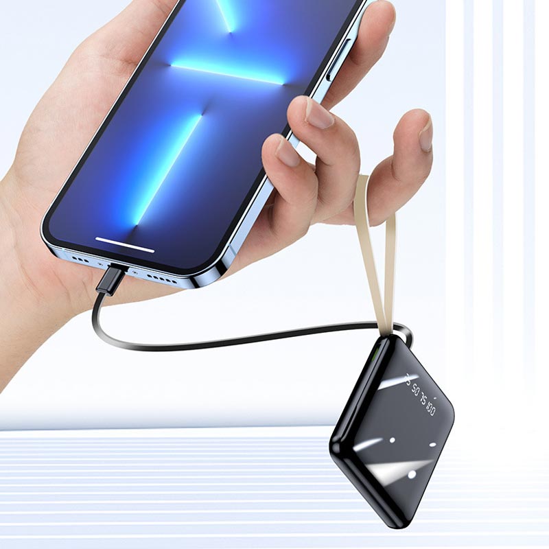 Schnelllade 20000mAh Mini Powerbank mit integrierten Kabeln