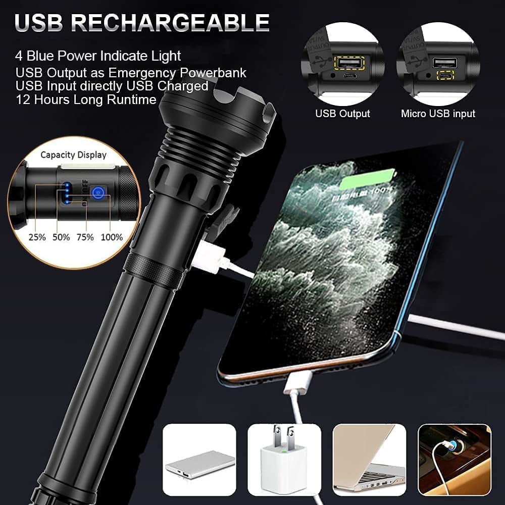 Brehn | LuxeBeam Hochleistungs-Taschenlampe | Superhelle, langlebige und wiederaufladbare Taschenlampe für jede Situation