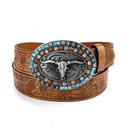 Vivolux Vintage Western Gürtel mit Tiermotiv-Schnalle – 4 Designs, S–XL
