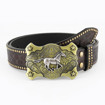 Vivolux Vintage Western Gürtel mit Tiermotiv-Schnalle – 4 Designs, S–XL