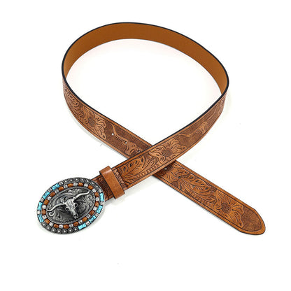 Vivolux Vintage Western Gürtel mit Tiermotiv-Schnalle – 4 Designs, S–XL