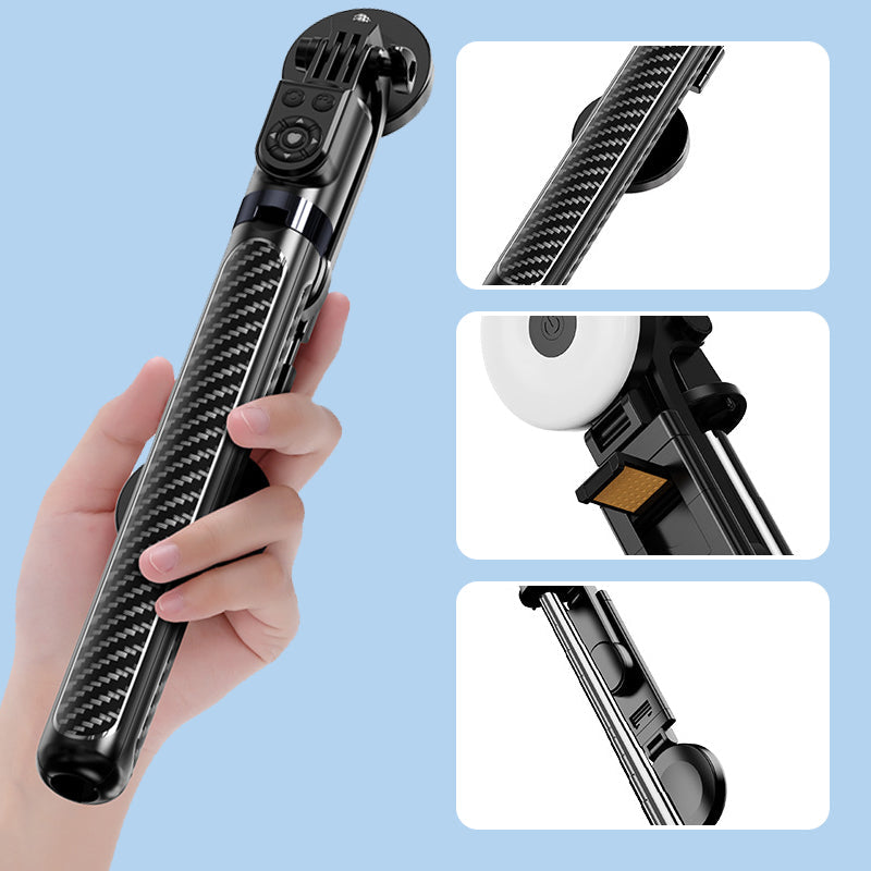 Brehn | LuxuraSnap Elite Selfie-Stick-Stativ | Machen Sie atemberaubende Selfies mit integriertem LED-Filllicht
