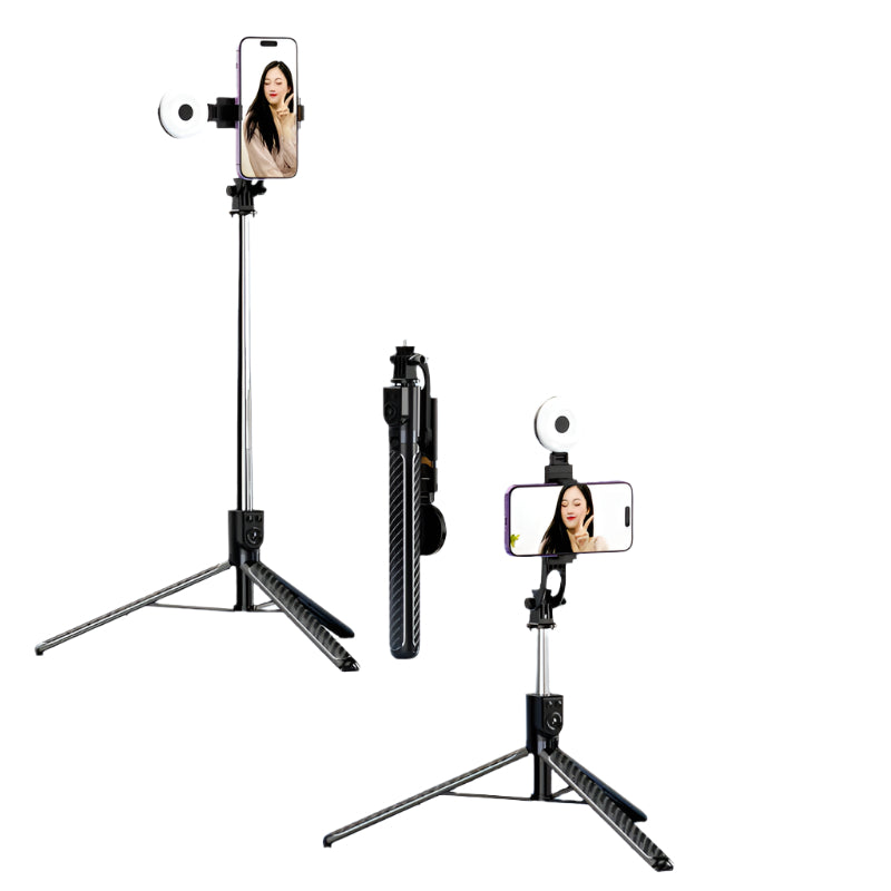 Brehn | LuxuraSnap Elite Selfie-Stick-Stativ | Machen Sie atemberaubende Selfies mit integriertem LED-Filllicht