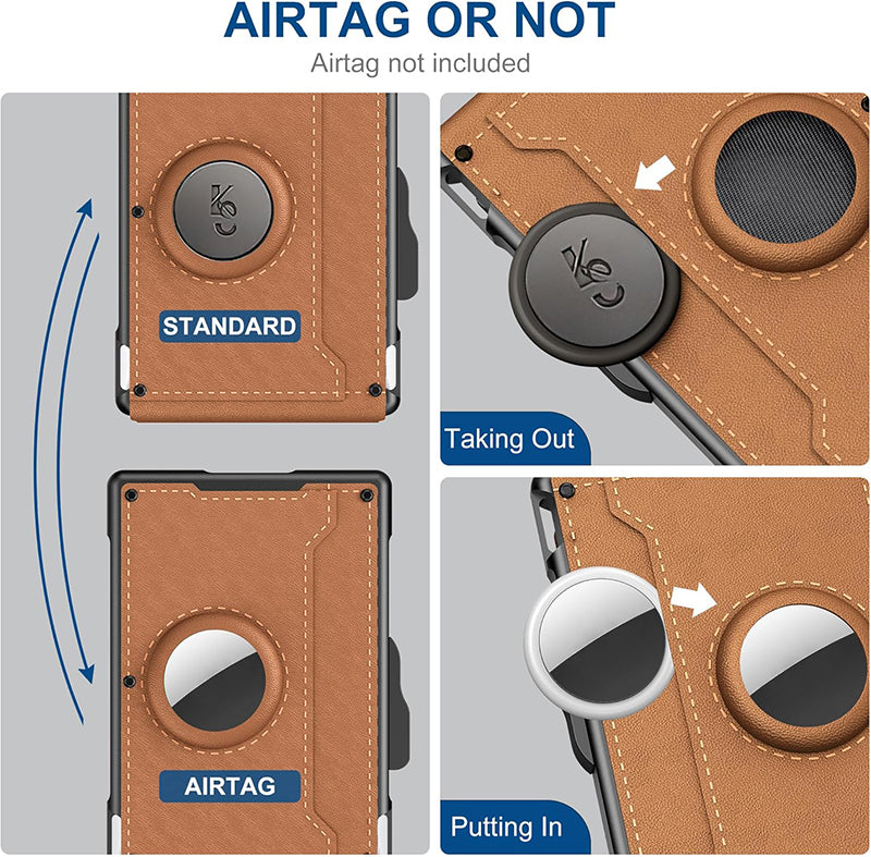 Herren-Geldbörse – mit aufklappbarem Aluminiumetui. Minimalistische Geldbörse mit Geldklammer aus Leder und Platz für Kreditkarten. RFID-Schutz.