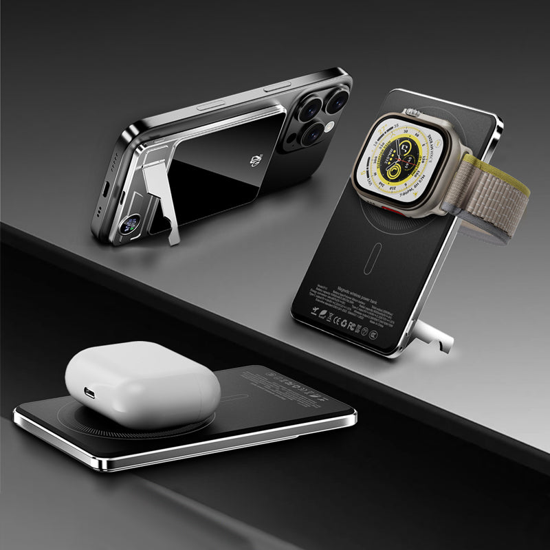 Brehn | LuxuraTech Dual-Mode Magnet-Powerbank | Vielseitige Lade-Lösung mit integriertem Ständer für ultimativen Komfort