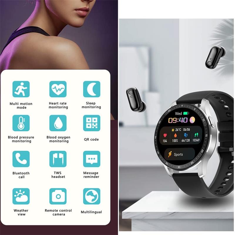 2-in-1 Smartwatch mit integrierten Kopfhörern | Brehn