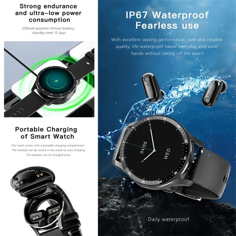 2-in-1 Smartwatch mit integrierten Kopfhörern | Brehn