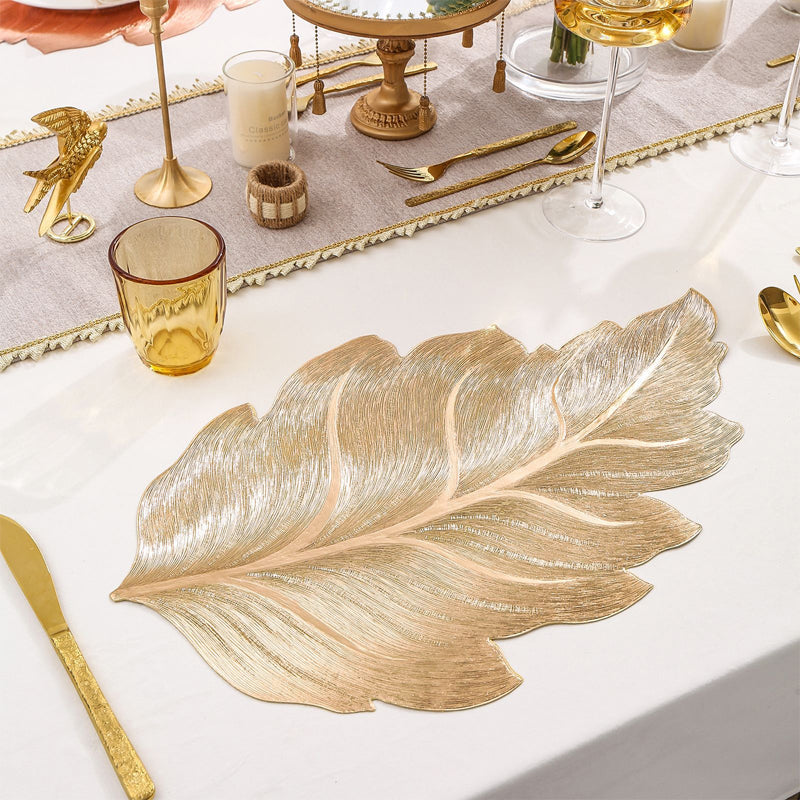 Gold Leaf Luxus Platzdeckchen – 3D Elegante Tischmatte aus PVC | Brehn