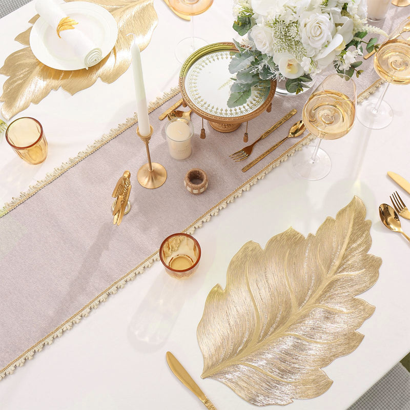Gold Leaf Luxus Platzdeckchen – 3D Elegante Tischmatte aus PVC | Brehn