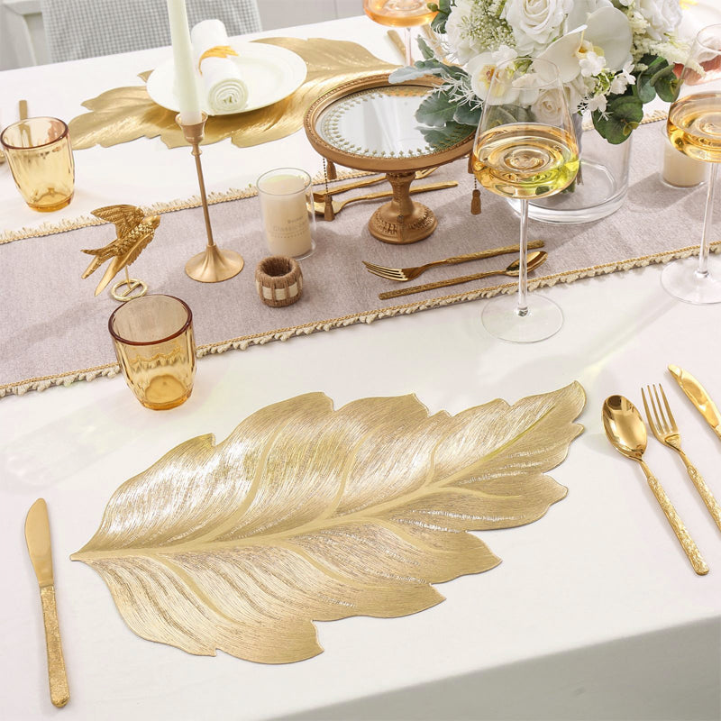 Gold Leaf Luxus Platzdeckchen – 3D Elegante Tischmatte aus PVC | Brehn