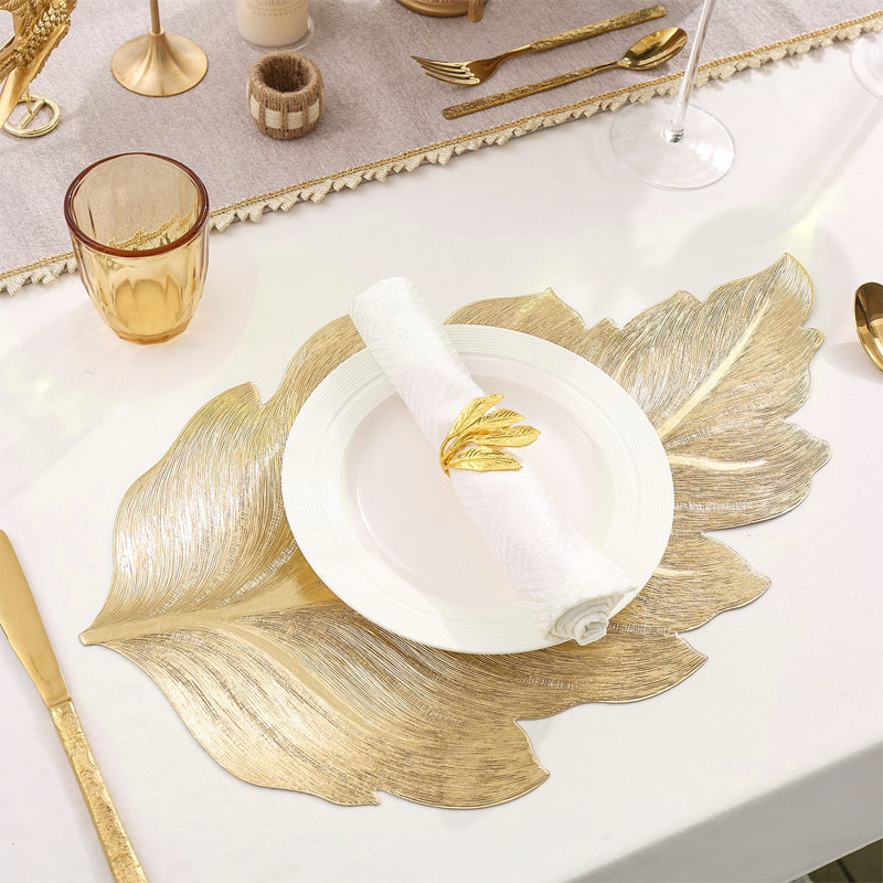 Gold Leaf Luxus Platzdeckchen – 3D Elegante Tischmatte aus PVC | Brehn