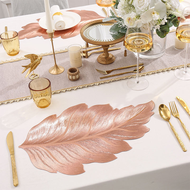 Gold Leaf Luxus Platzdeckchen – 3D Elegante Tischmatte aus PVC | Brehn