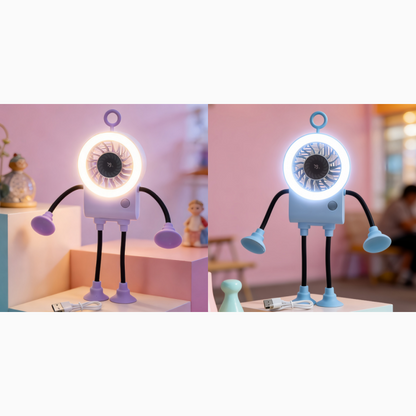 Flexibler Roboter Schreibtischventilator mit LED-Licht | Brehn