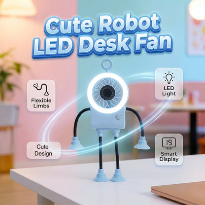 Flexibler Roboter Schreibtischventilator mit LED-Licht | Brehn