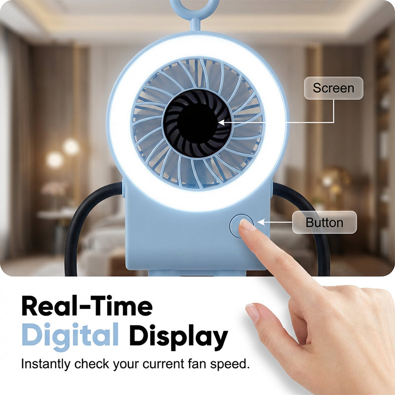Flexibler Roboter Schreibtischventilator mit LED-Licht | Brehn