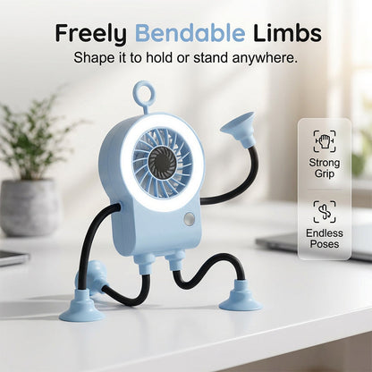 Flexibler Roboter Schreibtischventilator mit LED-Licht | Brehn
