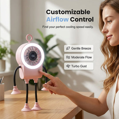 Flexibler Roboter Schreibtischventilator mit LED-Licht | Brehn