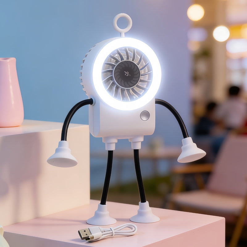 Flexibler Roboter Schreibtischventilator mit LED-Licht | Brehn
