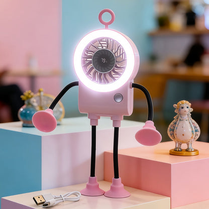 Flexibler Roboter Schreibtischventilator mit LED-Licht | Brehn
