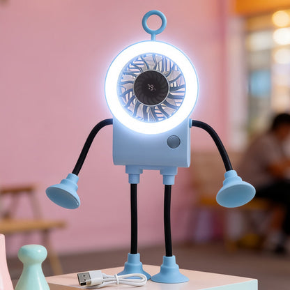 Flexibler Roboter Schreibtischventilator mit LED-Licht | Brehn