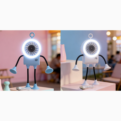 Flexibler Roboter Schreibtischventilator mit LED-Licht | Brehn