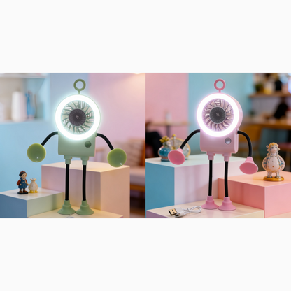 Flexibler Roboter Schreibtischventilator mit LED-Licht | Brehn