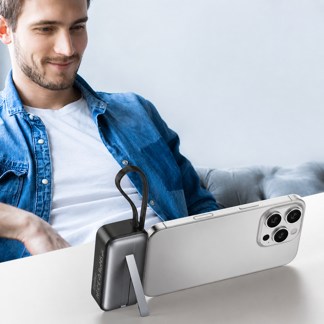 Magnetische 3-in-1 Powerbank mit kabelloser Ladung | Brehn