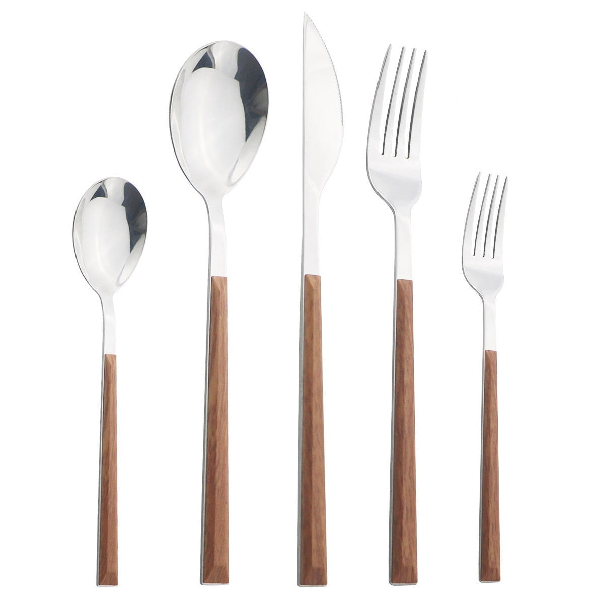 Edelstahl Geschirrset Imitation Holz Marmor Griff Set | Brehn