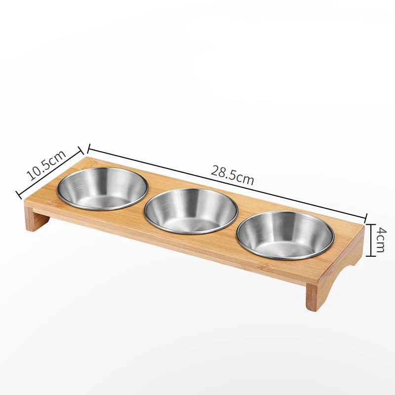 Edelstahl Dip Schalen auf Bambus Serviertablett Set | Brehn