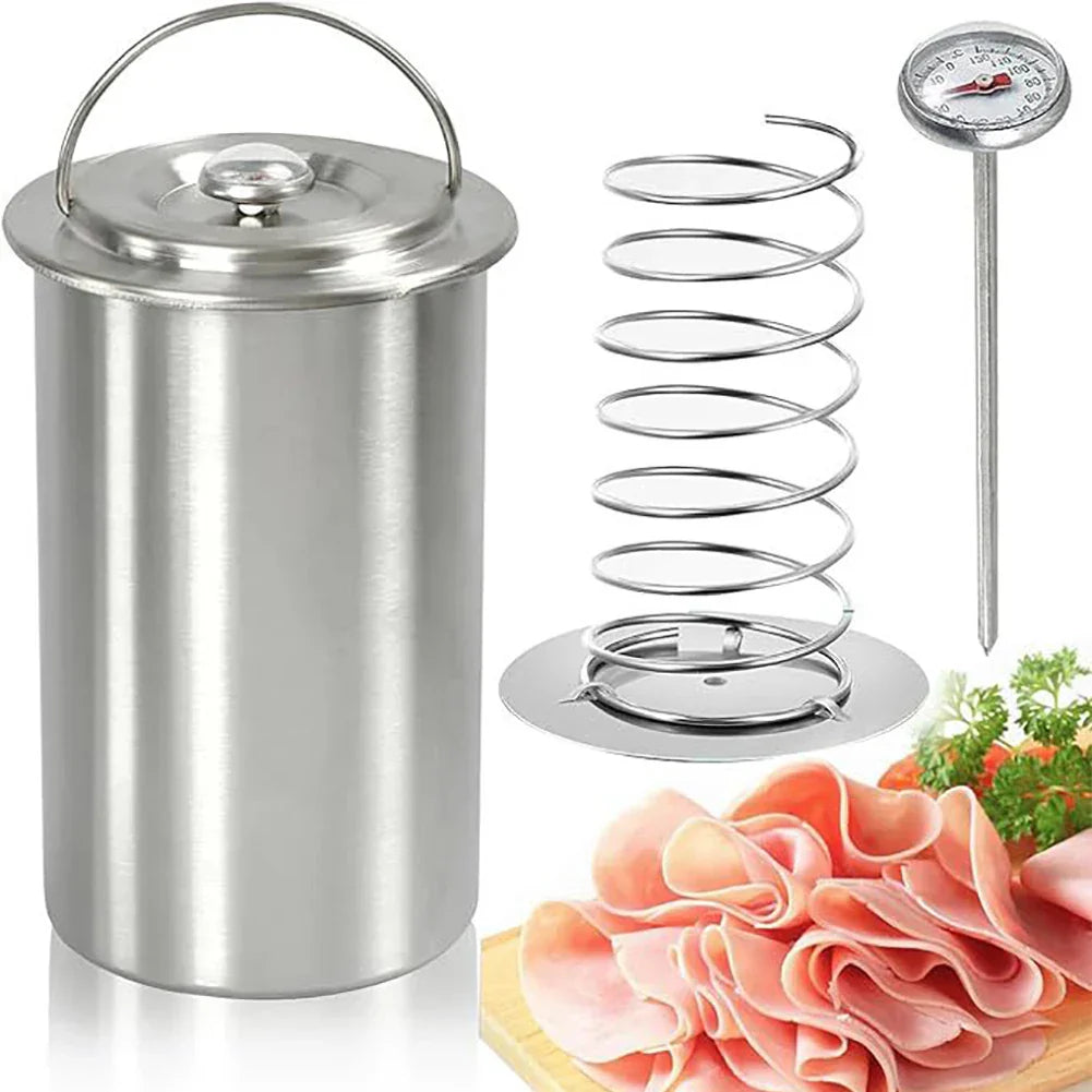 Edelstahl Schinkenmacher Fleischpresse Kochform mit Thermometer | Brehn