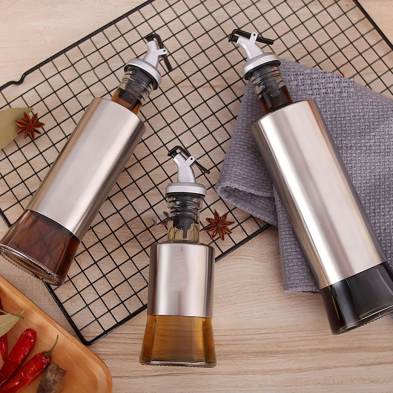 Edelstahl Ölflasche Glas Küchenkrug Lagerdispenser | Brehn