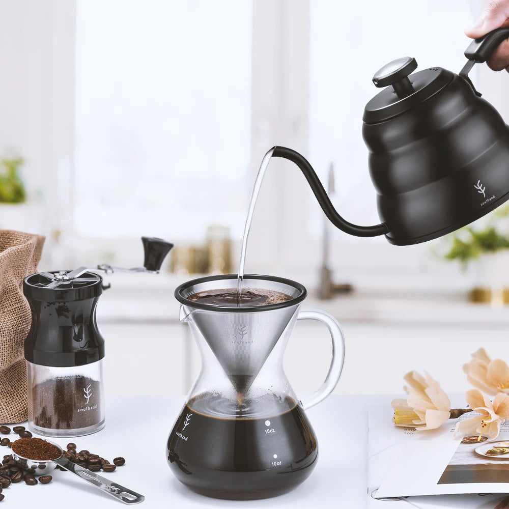 Edelstahl Pour Over Kaffeekanne Tropfenkocher mit Thermometer | Brehn