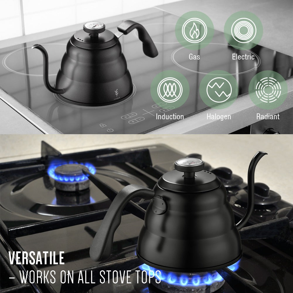 Edelstahl Pour Over Kaffeekanne Tropfenkocher mit Thermometer | Brehn