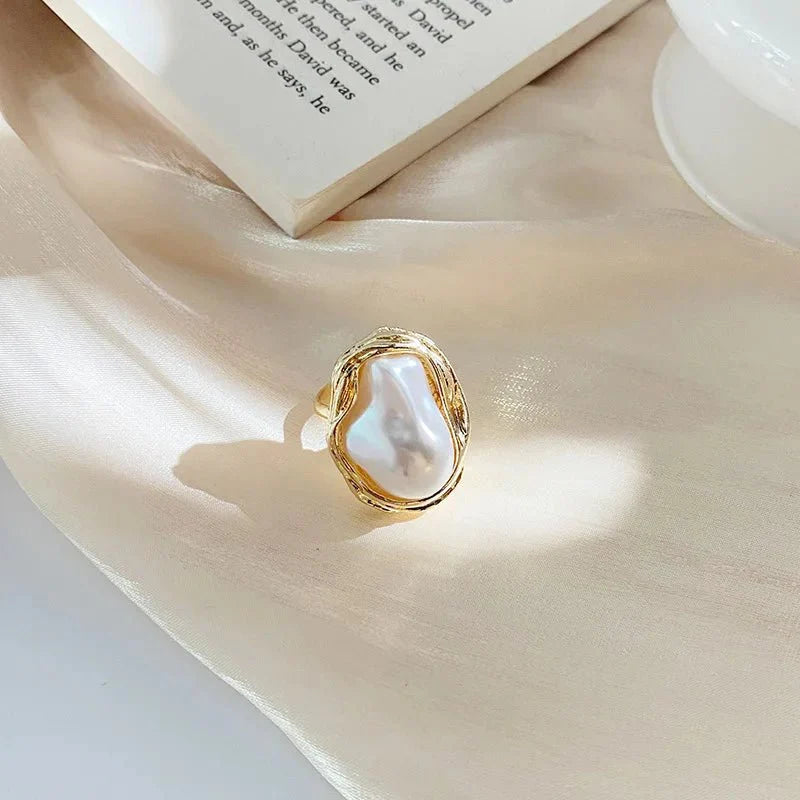 Brehn | Statement Gold Akzent Perlenring