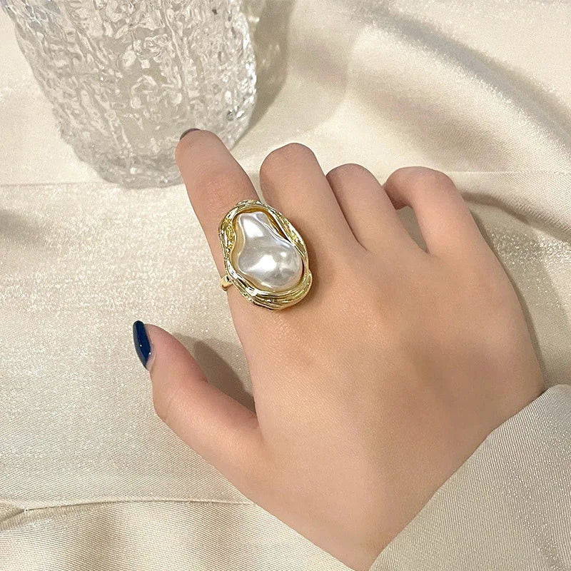 Brehn | Statement Gold Akzent Perlenring