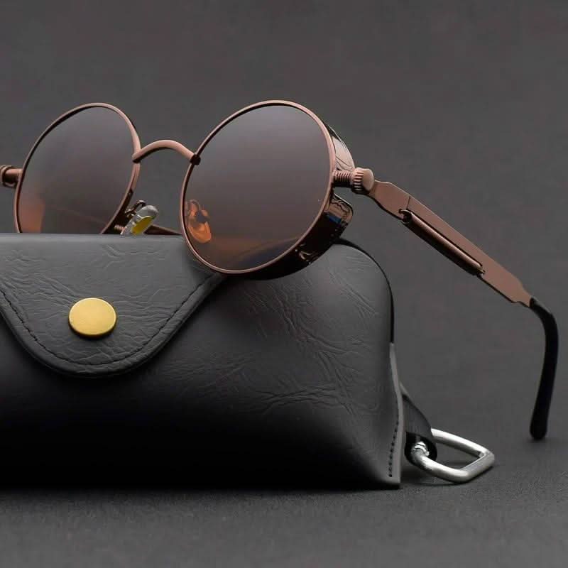 Vintage runde Steampunk-Sonnenbrille, polarisiert, UV400