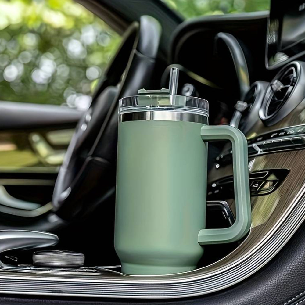 Tumbler Thermobecher 1200 ml mit Griff, Deckel und Strohhalm | Brehn