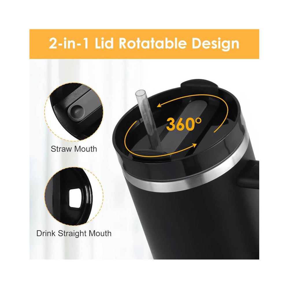 Tumbler Thermobecher 1200 ml mit Griff, Deckel und Strohhalm | Brehn