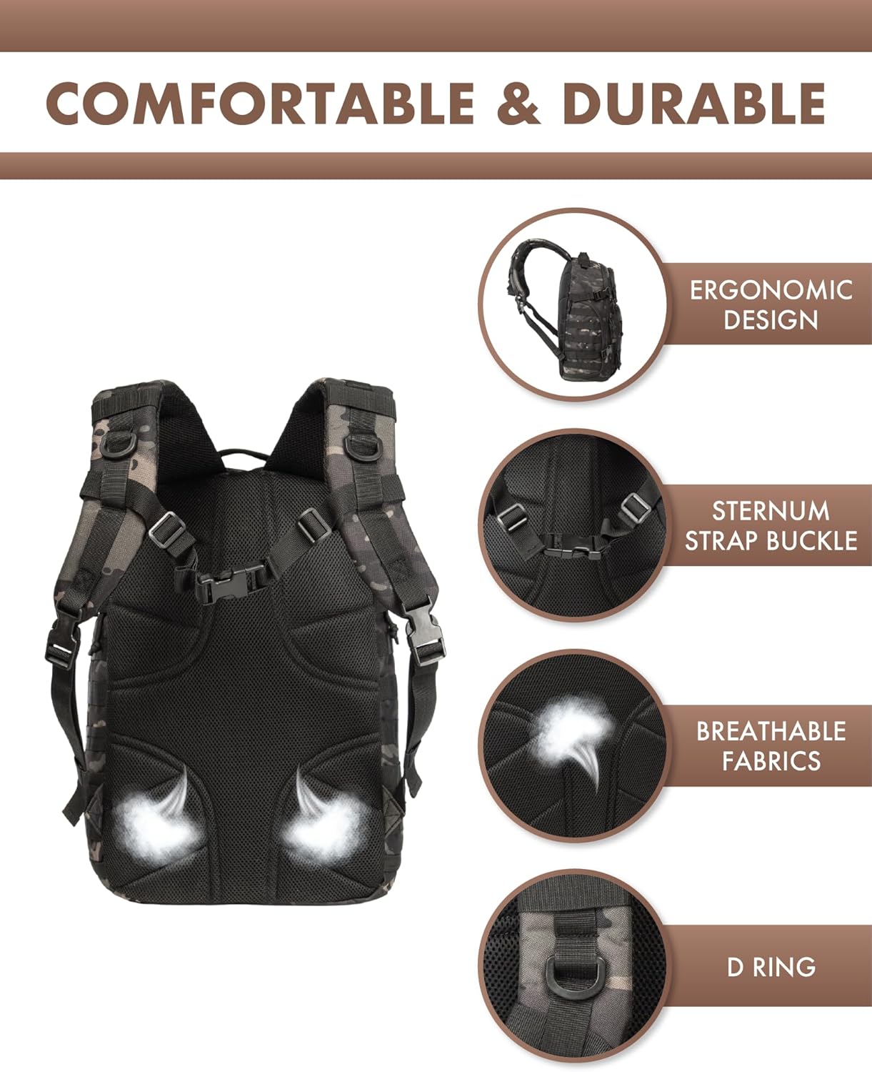 35L Outdoor Tactical Backpack mit Molle-System und Laptop-Aufbewahrung | Brehn