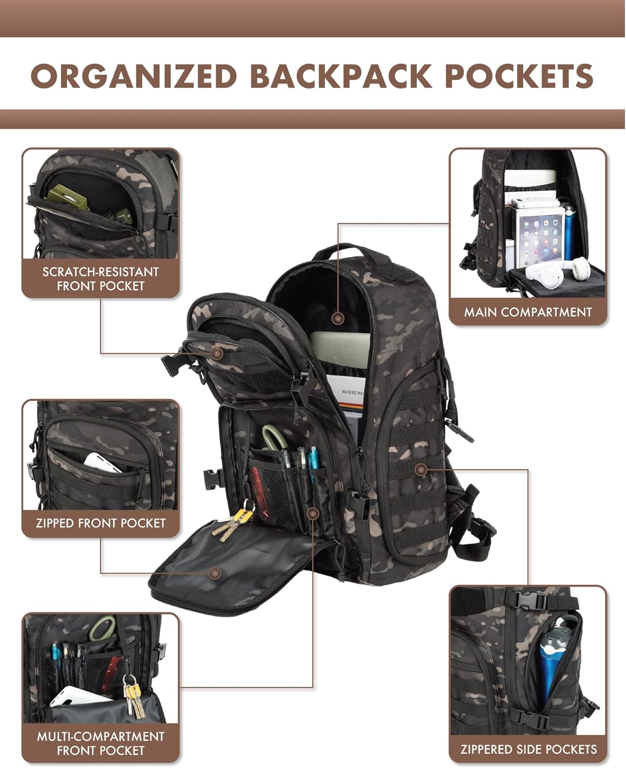 35L Outdoor Tactical Backpack mit Molle-System und Laptop-Aufbewahrung | Brehn