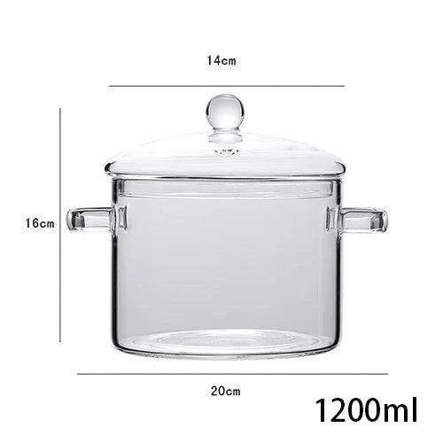Transparenter Glas-Suppentopf Haushaltsküche Kochsaucepfanne Kochgeschirr | Brehn