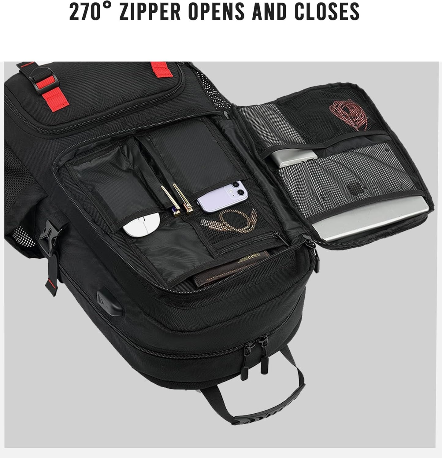 60L wasserdichter Reise-Laptop-Rucksack mit USB-Anschluss und Schuhfach | Brehn