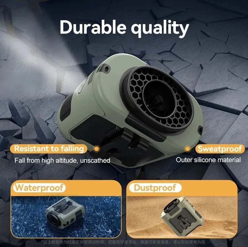 10000mAh Tragbarer Outdoor Taillenventilator – Hängender Hals & Starker Wind mit Powerbank & LED-Beleuchtung | Brehn