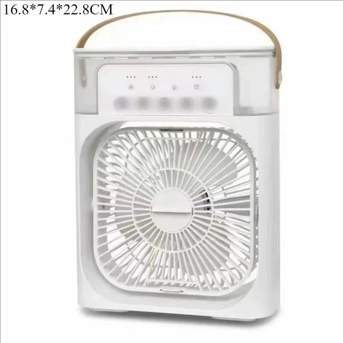 3-in-1 Tragbarer Luftkühler mit LED-Leuchten – USB-betriebener Desktop-Lüfter, Luftbefeuchter & Nachtlicht | Brehn