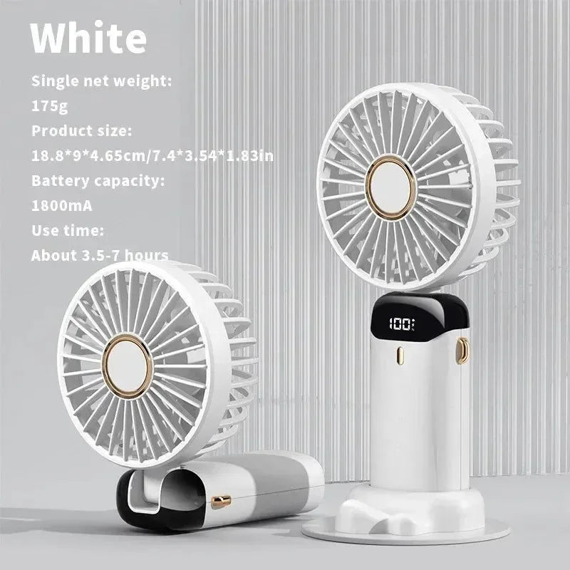 Handheld Mini Ventilator – 3000mAh Faltbarer USB Wiederaufladbarer Ventilator mit LED-Anzeige & Telefonständer | Brehn