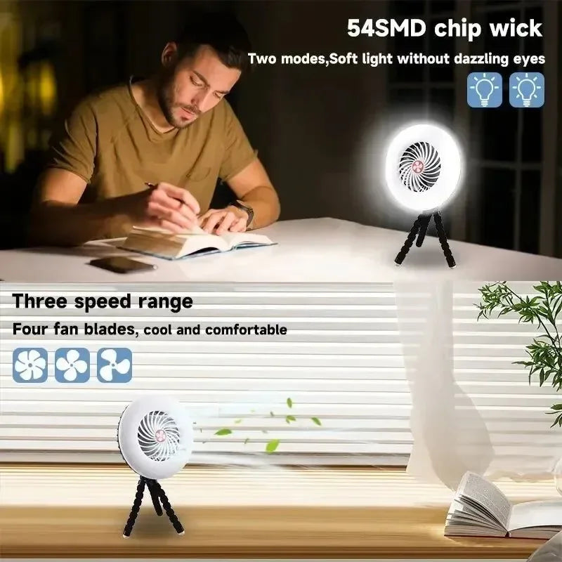 Multifunktionales Camping-Werkzeug - TYPE-C/Solarbetriebenes Lade-LED Camping Licht Ventilator | Brehn