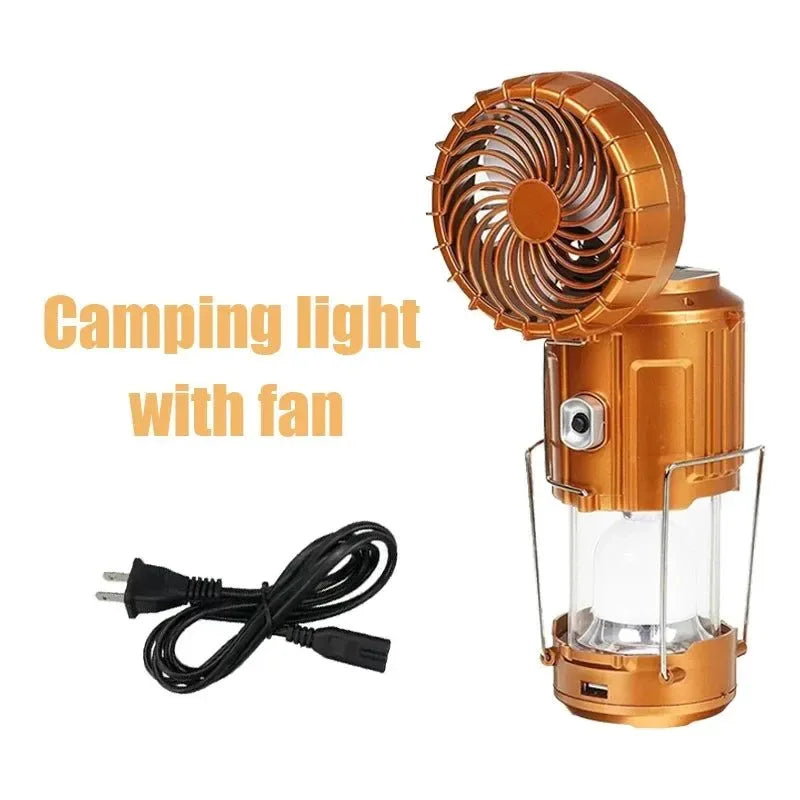 Multifunktionales Led Campinglicht Wiederaufladbare Campinglampe Solarstromladung Tragbarer Ventilator Laterne Notbeleuchtung im Freien | Brehn