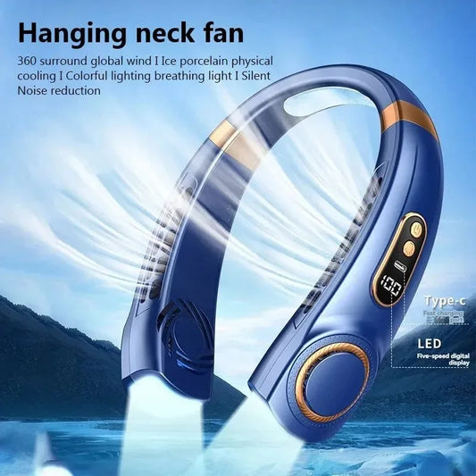 Portable Bladeless Halterneck Fan – USB Rechargeable, Silent, Hands-Free Cooling - Trekker Essentials